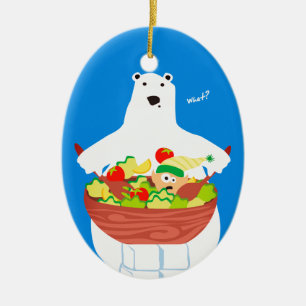 Lustige Eisbärelfsalat Weihnachtsverzierung Keramikornament