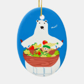 Lustige Eisbärelfsalat Weihnachtsverzierung Keramikornament (Hinten)