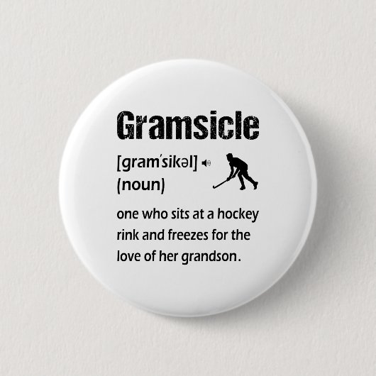 Lustige Eishockey-Oma Gramsicle Definition Button (Vorderseite)