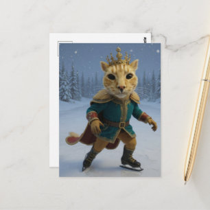 Lustige Eislaufkatzenkönig Postkarte