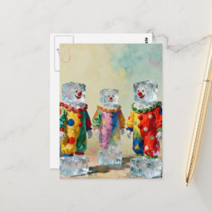 Lustige Eiswürfel-Clowns einzigartig und bunt Postkarte