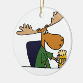 Lustige Elch-trinkender Bier-Cartoon Keramikornament (Links)