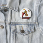 Lustige Elche, die auf Tretmühle-Cartoon Button (Beispiel)