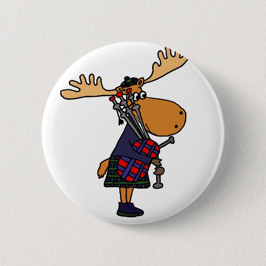Lustige Elche, die Dudelsack-Kunst spielen Button (Vorderseite)