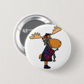 Lustige Elche, die Dudelsack-Kunst spielen Button (Vorne & Hinten)