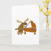 Lustige Elche, die Klavier-Vorlagen-Kunst spielen Karte (Gelbe Blume)