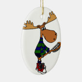 Lustige Elche, die Lacrosse-Stock halten Keramikornament (Rechts)