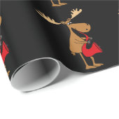 Lustige Elche, die rote Saxophon-Vorlagen-Kunst Geschenkpapier (Rolleneckpunkt)