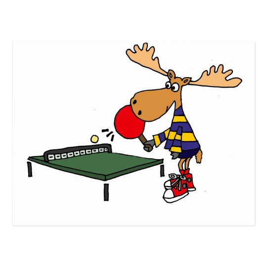 Lustige Elche Die Tischtennis Cartoon Spielen Postkarte Zazzle De