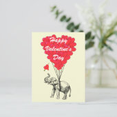 Lustige Elefant- und Liebeherz Valentines Feiertagspostkarte (Stehend Vorderseite)