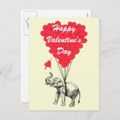 Lustige Elefant- und Liebeherz Valentines Feiertagspostkarte (Vorne/Hinten)