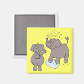 lustige Elefanten "Cartoon" Magnet (Vorderseite/Rückseite)