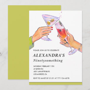 Lustige elegante Vintage-Cocktail-Einladung zum 99 Einladung
