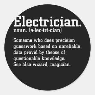 Lustige Elektriker Definition Elektrokabel Runder Aufkleber