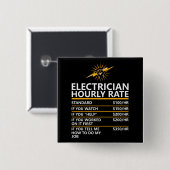 Lustige Elektriker-Stundensatz-Tabelle Humor-Gesch Button (Vorne & Hinten)