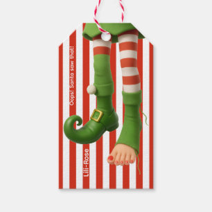 Lustige Elf Beine Nordpol Schabernack Verpackung Geschenkanhänger
