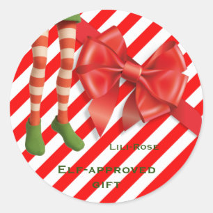 Lustige Elf-Beine Weihnachten Nordpol Unfug Runder Aufkleber