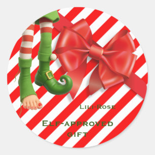 Lustige Elf-Beine Weihnachten   Nordpol Unfug  Runder Aufkleber