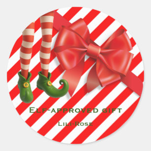 Lustige Elf-Beine Weihnachten Nordpol Unfug Runder Aufkleber