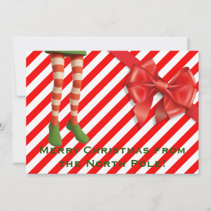 Lustige Elf-Beine Weihnachtskarte   Nordpol-Schabe Feiertagskarte