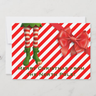 Lustige Elf-Beine Weihnachtskarte   Nordpol-Schabe Feiertagskarte