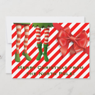 Lustige Elf-Beine Weihnachtskarte   Nordpol-Schabe Feiertagskarte