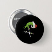 Lustige Elf Hände Friseur Friseuse Schere B Button (Vorne & Hinten)