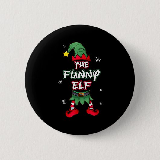 Lustige Elf Weihnachts-Pyjamas Pjs passende Famili Button (Vorderseite)