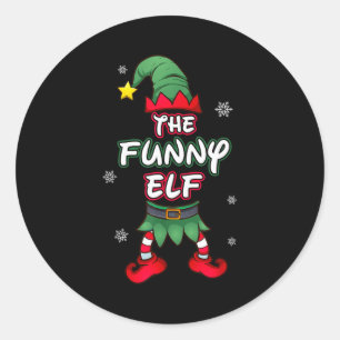 Lustige Elf Weihnachts-Pyjamas Pjs passende Famili Runder Aufkleber