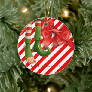 Lustige Elfenbeine   Nordpol-Schabernack-Weihnacht Keramik Ornament