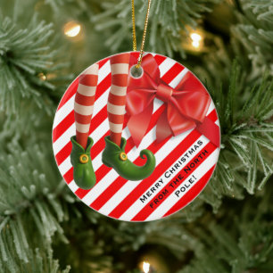 Lustige Elfenbeine   Nordpol-Schabernack-Weihnacht Keramik Ornament