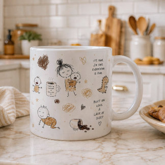 Lustige Eltern-Doodle-Kunst Neutrales Familendesig Kaffeetasse