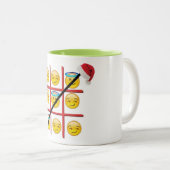 lustige emoji-tac-toe emoji Weihnachtsgestaltung f Zweifarbige Tasse (VorderseiteRechts)
