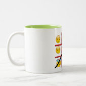 lustige emoji-tac-toe emoji Weihnachtsgestaltung f Zweifarbige Tasse (Links)