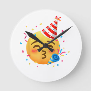 Lustige Emoticon-Party Runde Wanduhr