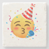 Lustige Emoticon-Party Steinuntersetzer (Vorderseite)