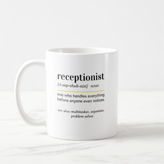 Lustige Empfangsmitarbeiter-Definition Geschenk Kaffeetasse (Links)