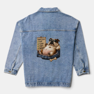 LUSTIGE ENGLISCHE BULLDOGGE GRAPHIK AUF DER RÜCKSE JEANSJACKE