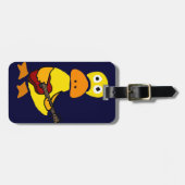 Lustige Ente, die Gitarren-Primitiv-Kunst spielt Gepäckanhänger (Vorderseite horizontal)