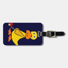 Lustige Ente, die Golf-Primitiv-Kunst spielt Gepäckanhänger