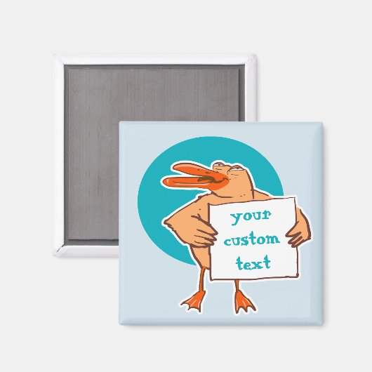 lustige Ente hält Nachrichtenschild Cartoon Magnet (Vorderseite/Rückseite)