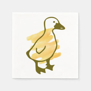 Lustige Ente in Gelb aquarelliert Serviette