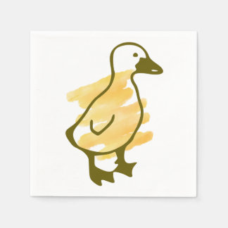 Lustige Ente in Gelb aquarelliert  Serviette