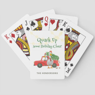 Lustige Ente Quackt Ein Weihnachtsfest Auf Spielkarten