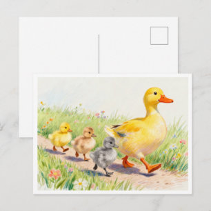 Lustige Ente und Entenküken Postkarte