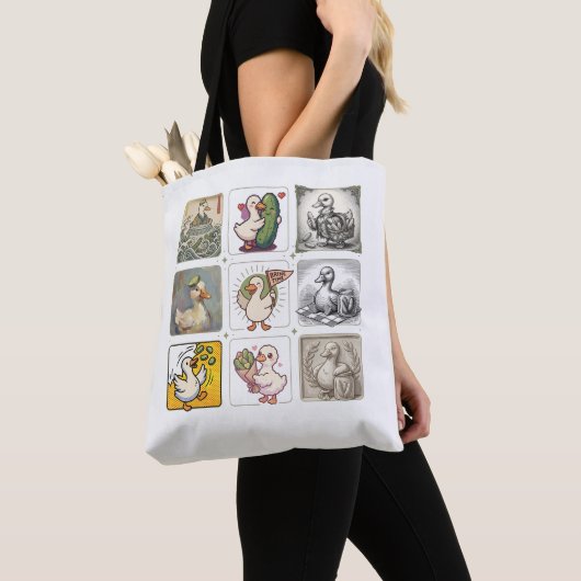 Lustige Enten-Illustrationsraster-Kunst Tasche (Von Nahem)