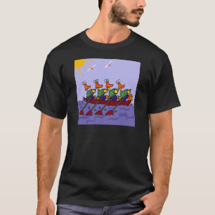 Lustige Enten in einem Reihen-Cartoon T-Shirt