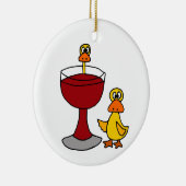 Lustige Enten mit Rotwein-Glas Keramik Ornament (Rechts)
