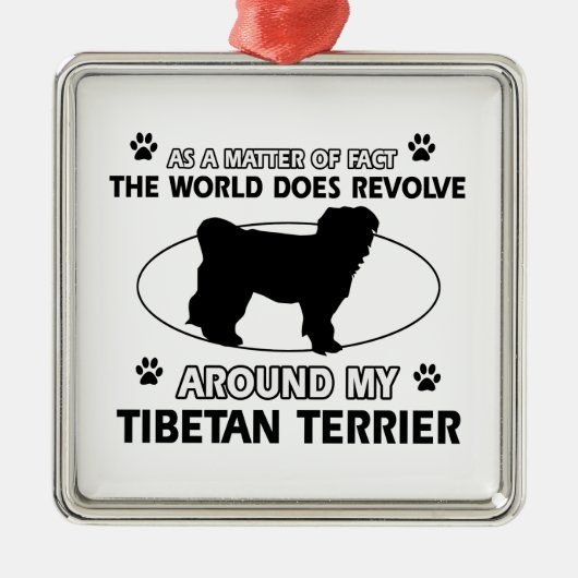 Lustige Entwürfe des tibetanischen Terriers Silbernes Ornament (Vorne)