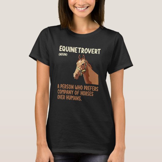 Lustige Equinetrovert Definition Pferd Fass Renne T-Shirt (Vorderseite)